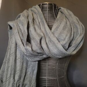 Fashion Scarf Gray with metallic purple threads